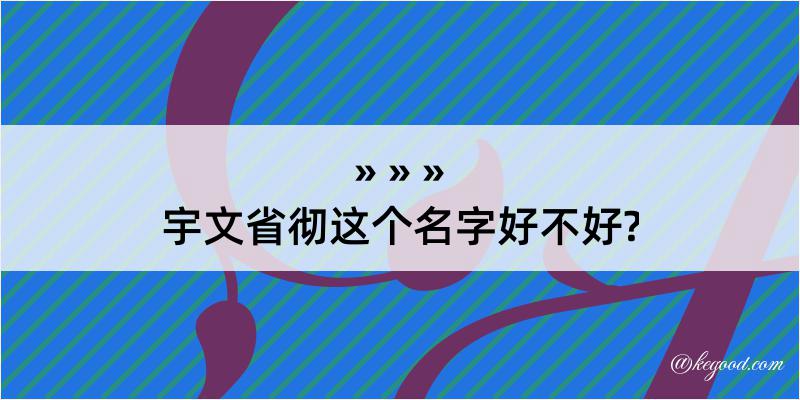 宇文省彻这个名字好不好?