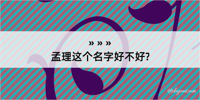 孟理这个名字好不好?