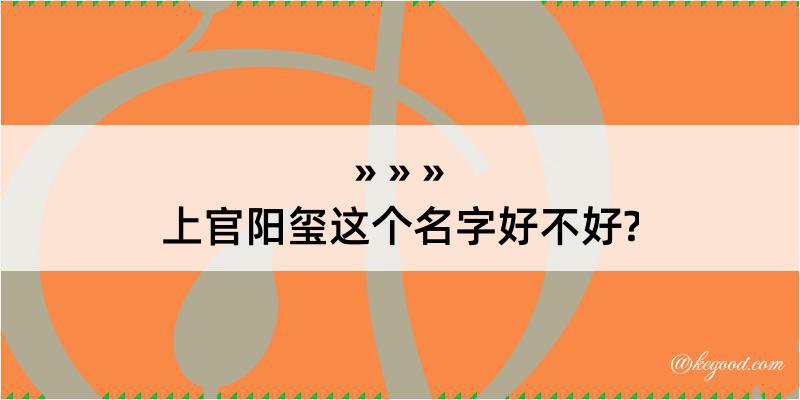 上官阳玺这个名字好不好?