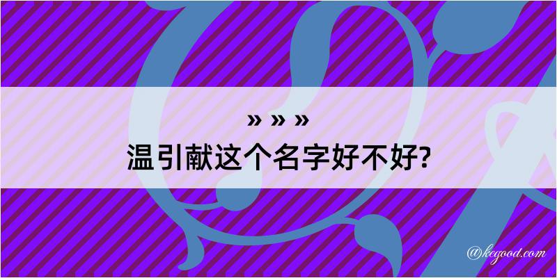 温引献这个名字好不好?