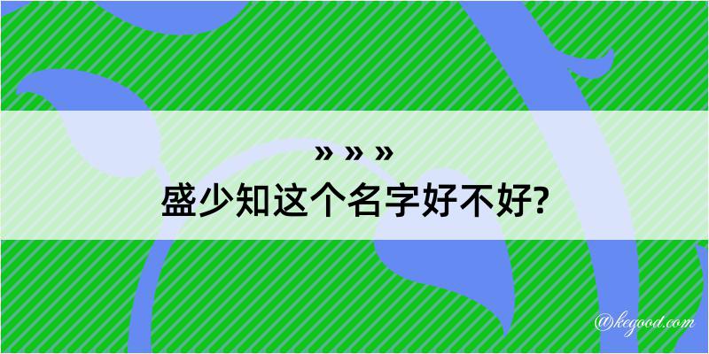 盛少知这个名字好不好?