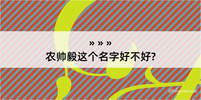 农帅毅这个名字好不好?