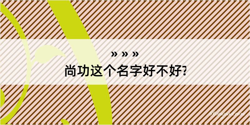 尚功这个名字好不好?