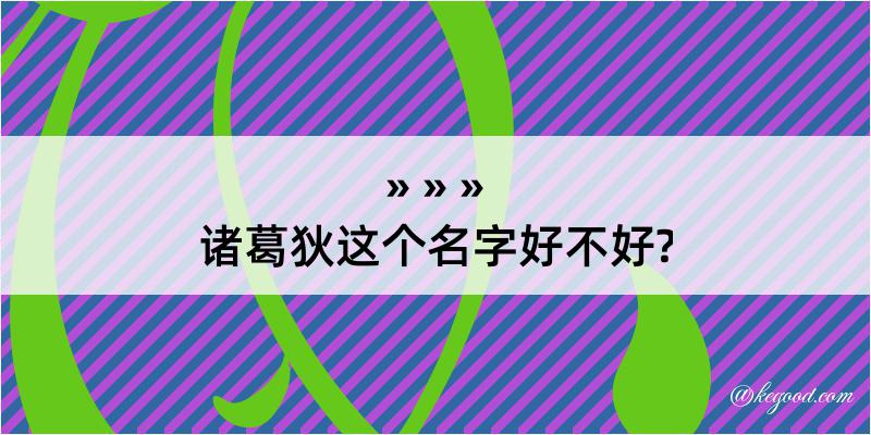 诸葛狄这个名字好不好?