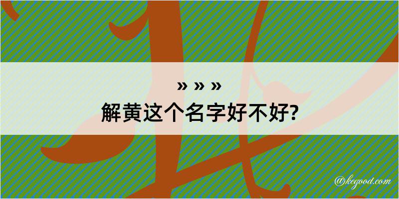 解黄这个名字好不好?