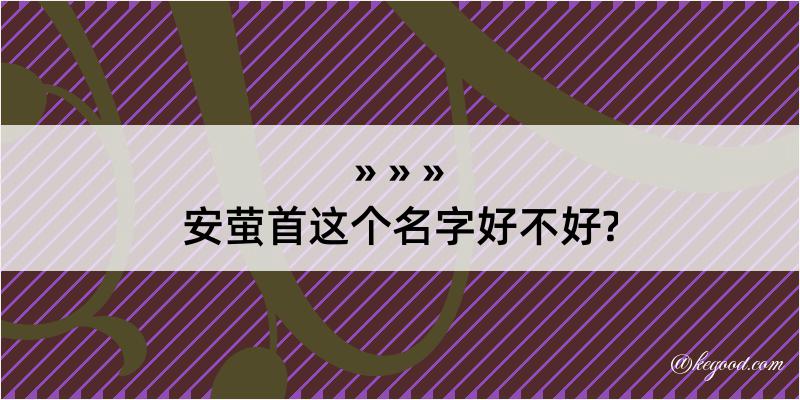 安萤首这个名字好不好?