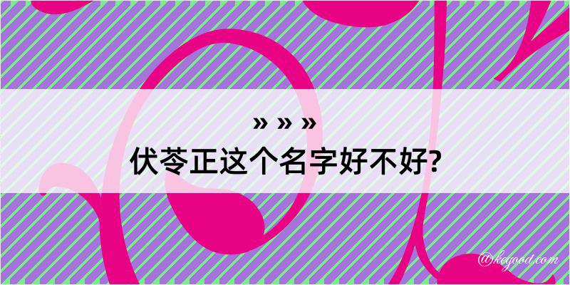 伏苓正这个名字好不好?