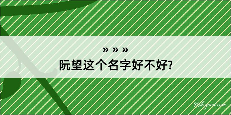 阮望这个名字好不好?