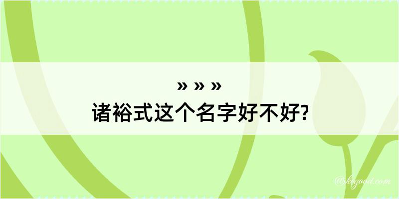 诸裕式这个名字好不好?