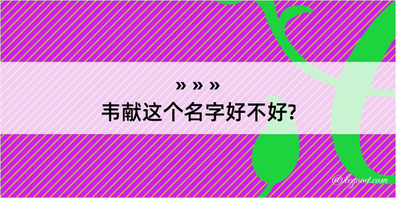 韦献这个名字好不好?