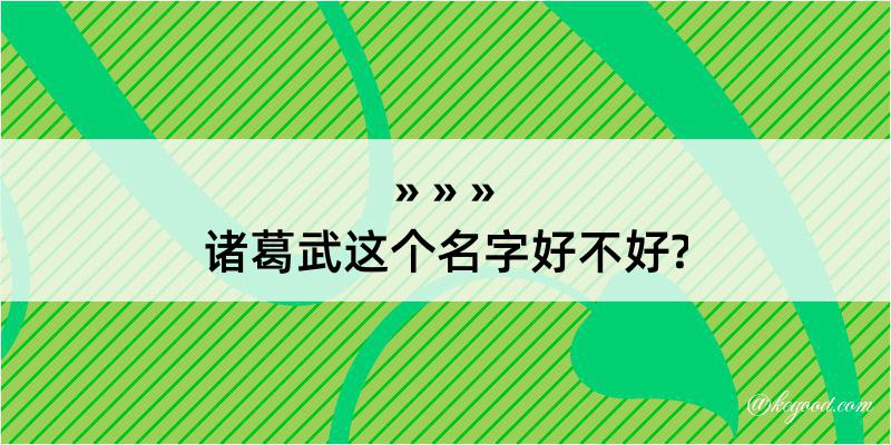 诸葛武这个名字好不好?