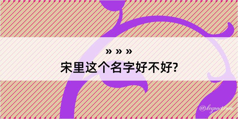 宋里这个名字好不好?