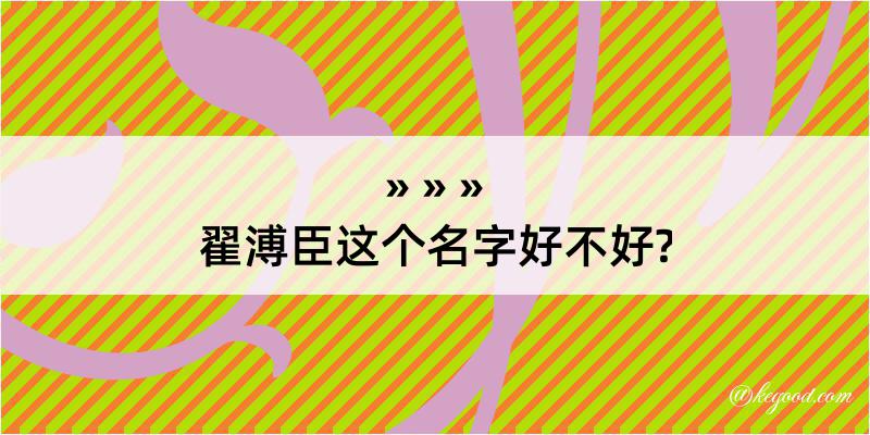 翟溥臣这个名字好不好?