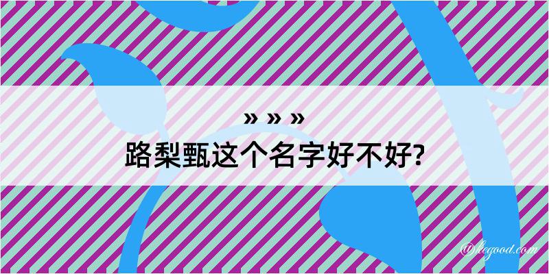 路梨甄这个名字好不好?