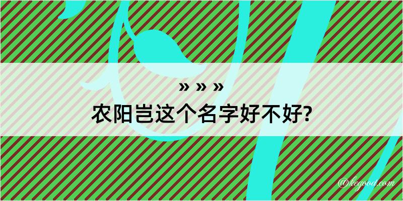 农阳岂这个名字好不好?