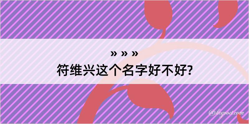 符维兴这个名字好不好?