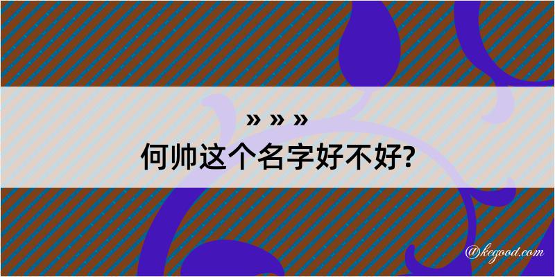 何帅这个名字好不好?