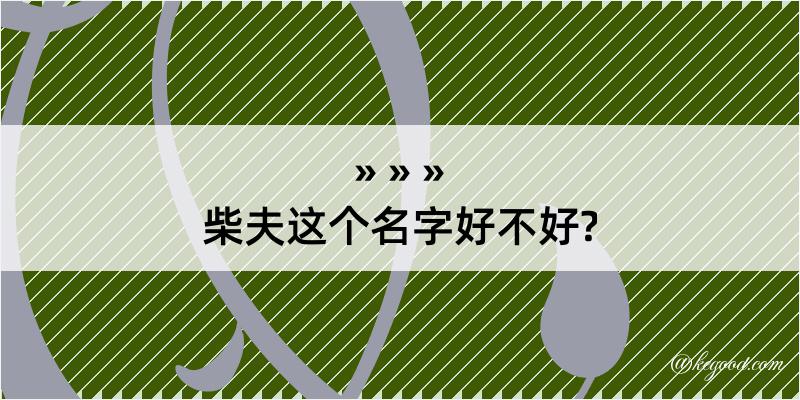 柴夫这个名字好不好?