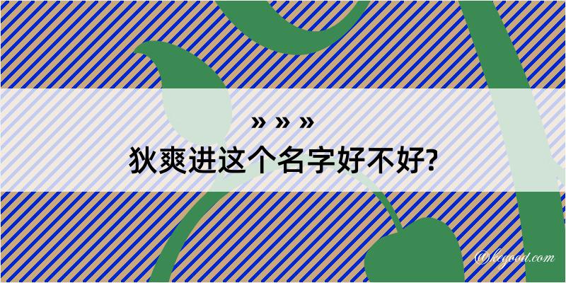 狄爽进这个名字好不好?