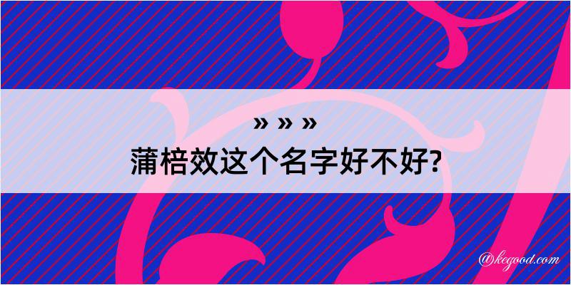 蒲棓效这个名字好不好?