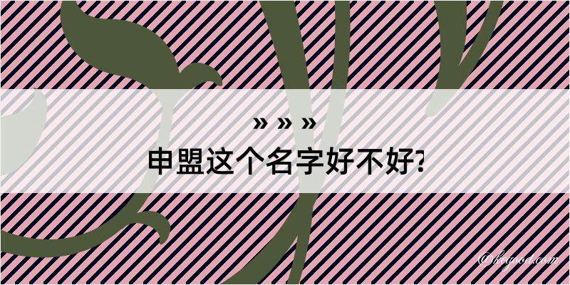 申盟这个名字好不好?