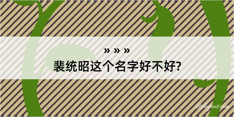 裴统昭这个名字好不好?