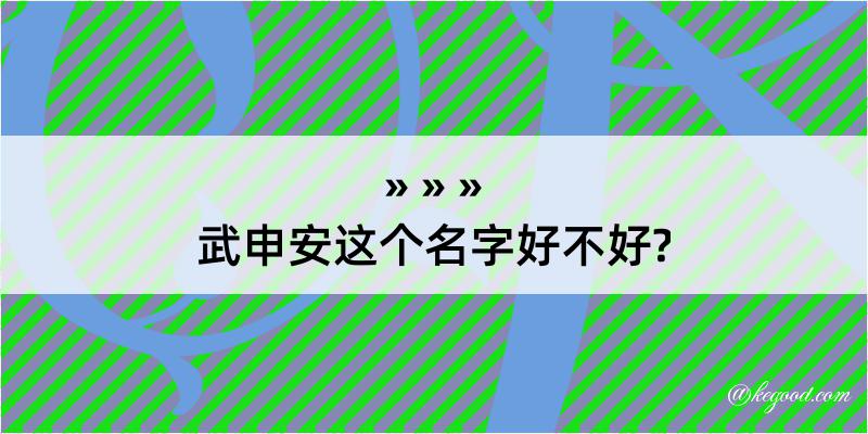 武申安这个名字好不好?