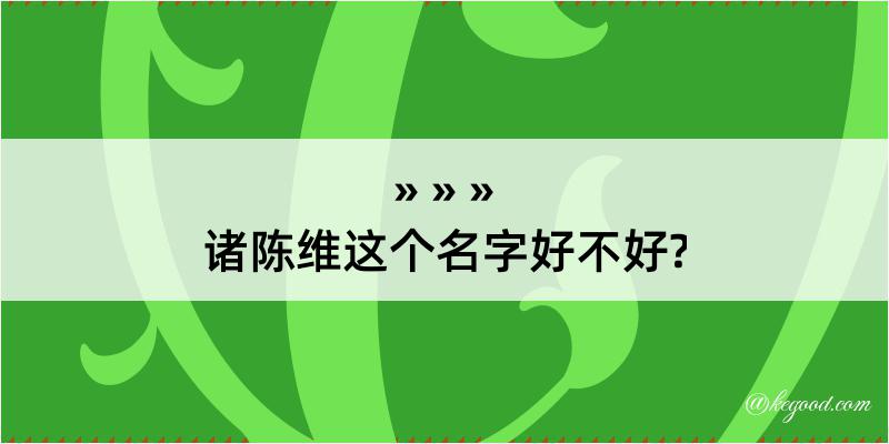 诸陈维这个名字好不好?