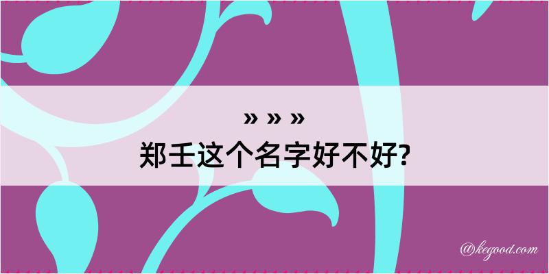 郑壬这个名字好不好?