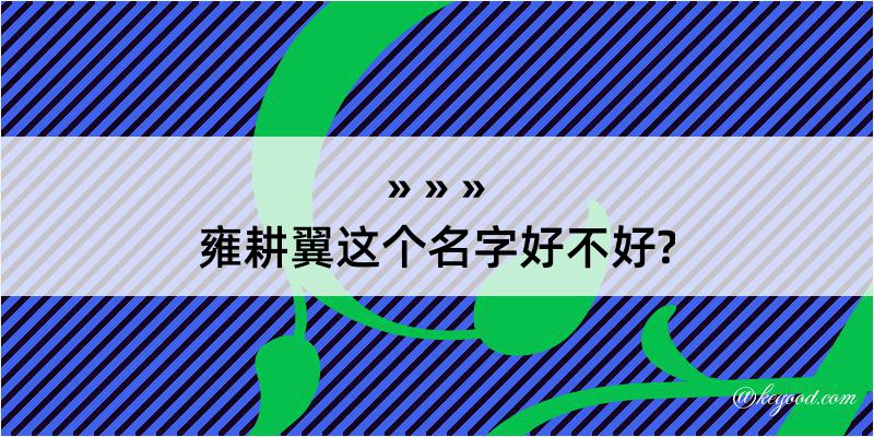 雍耕翼这个名字好不好?