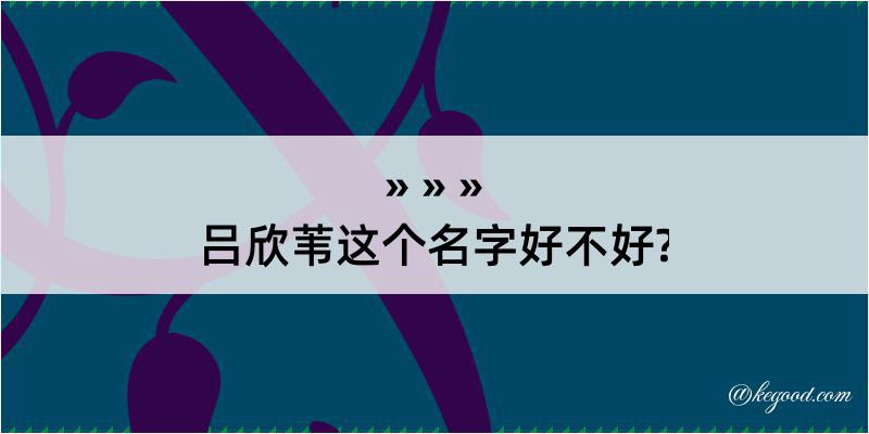 吕欣苇这个名字好不好?