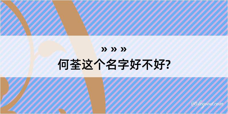 何荃这个名字好不好?