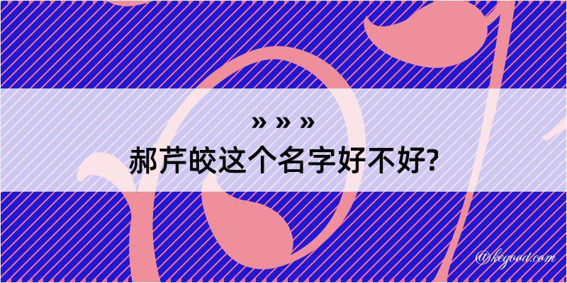 郝芹皎这个名字好不好?