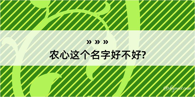 农心这个名字好不好?