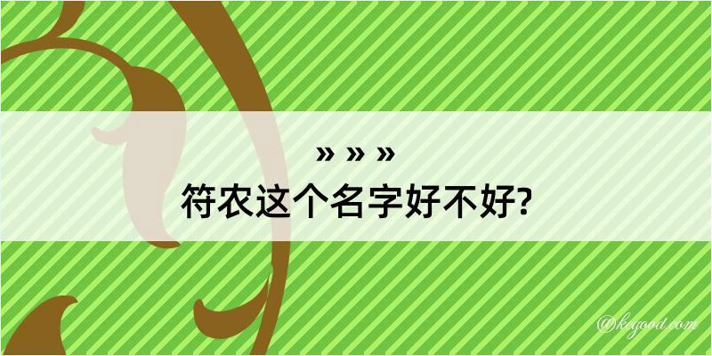 符农这个名字好不好?