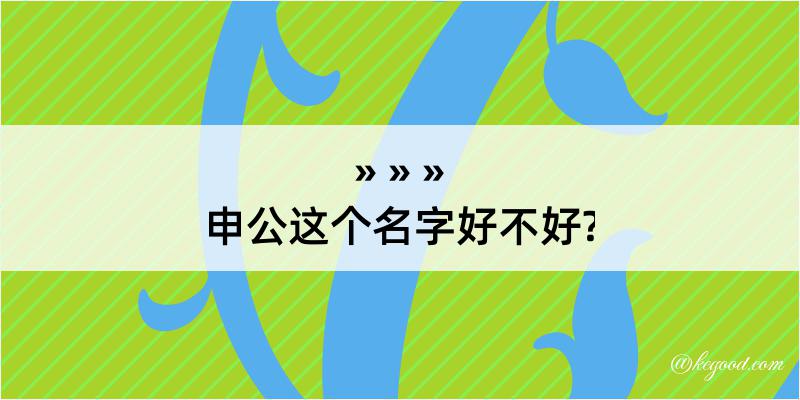 申公这个名字好不好?