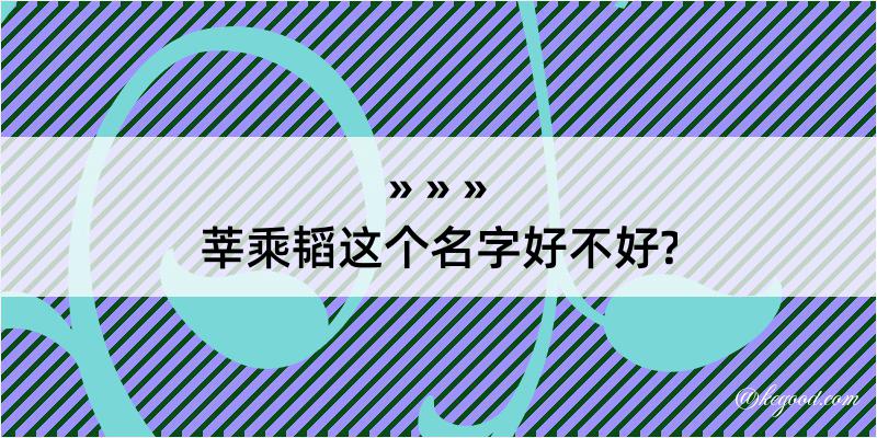 莘乘韬这个名字好不好?