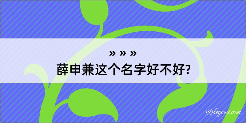 薛申兼这个名字好不好?