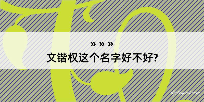 文锴权这个名字好不好?