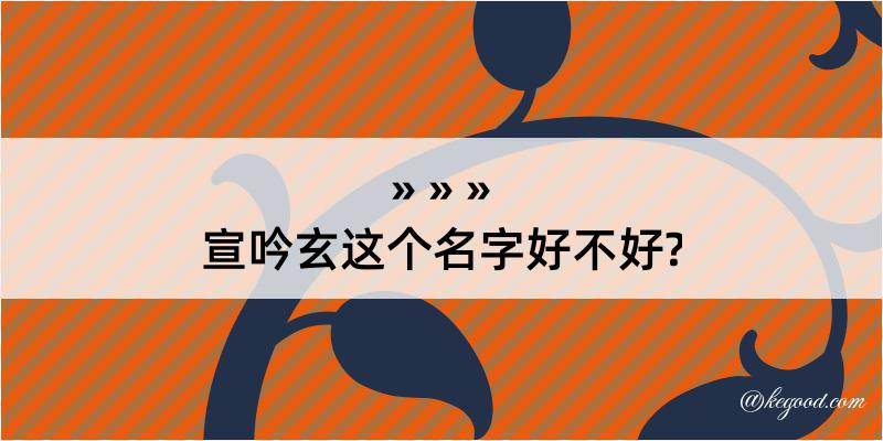 宣吟玄这个名字好不好?