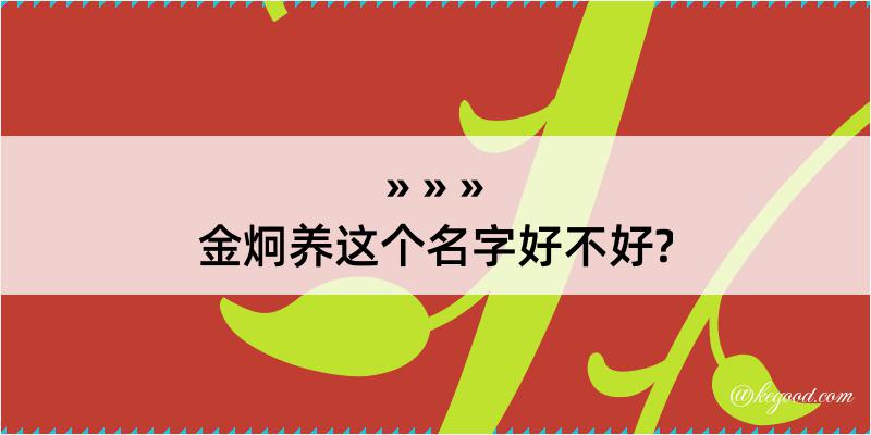 金炯养这个名字好不好?