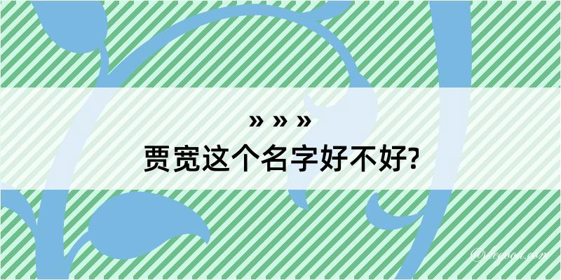 贾宽这个名字好不好?