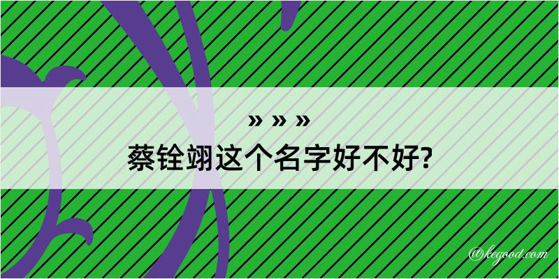 蔡铨翊这个名字好不好?