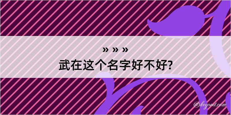 武在这个名字好不好?