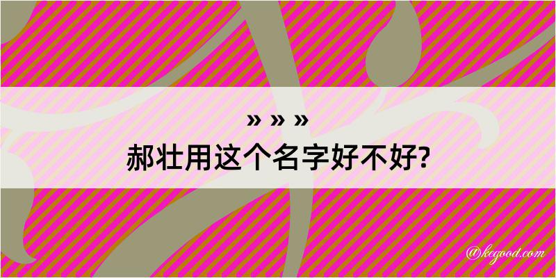 郝壮用这个名字好不好?