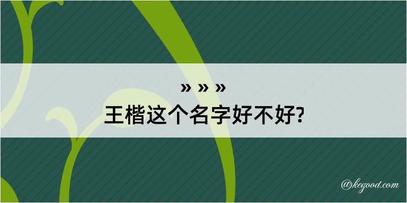 王楷这个名字好不好?