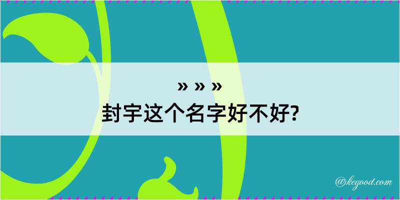 封宇这个名字好不好?