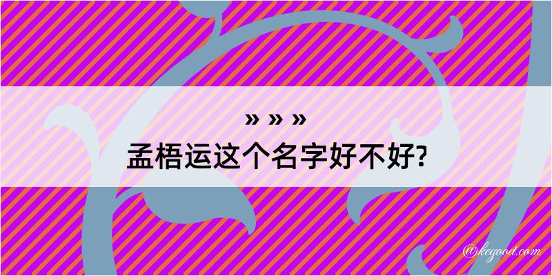 孟梧运这个名字好不好?