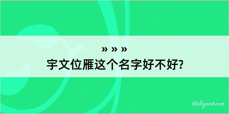 宇文位雁这个名字好不好?