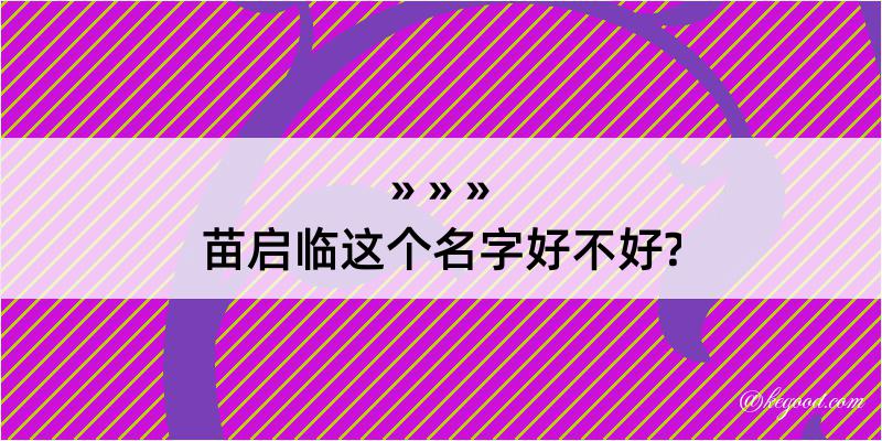 苗启临这个名字好不好?